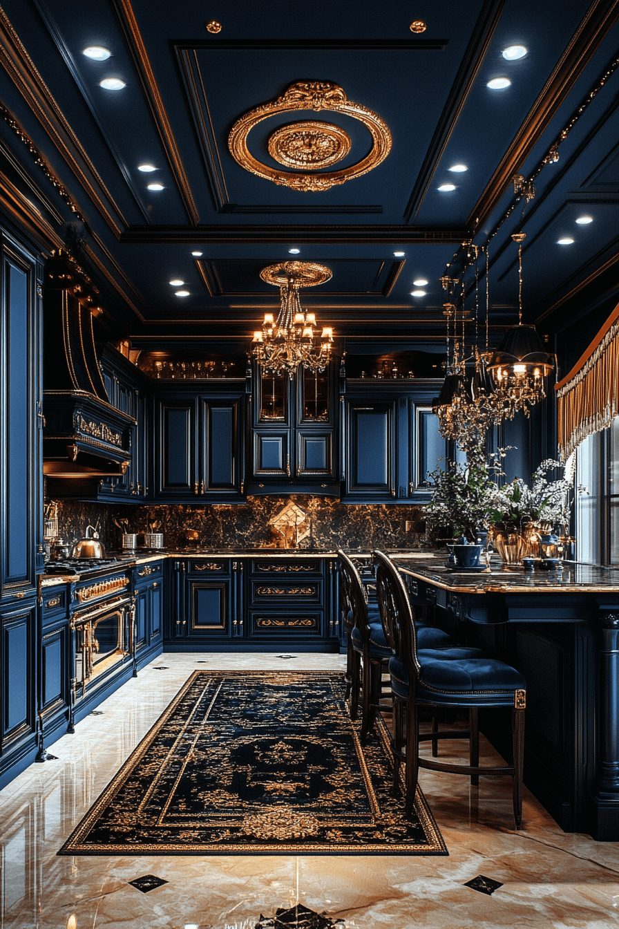 navy blue kitchen cabinets