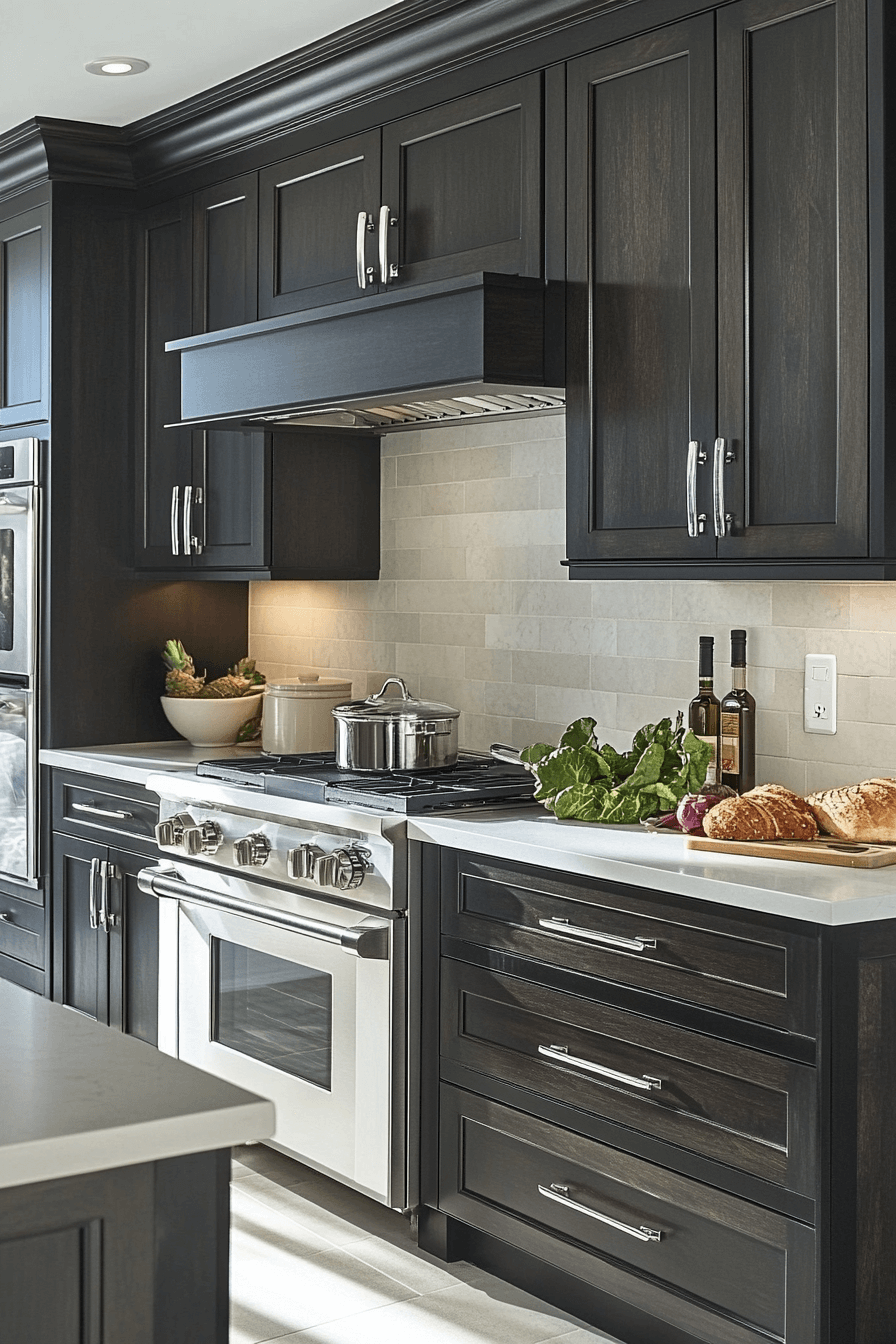 dark wood kitchen cabinets