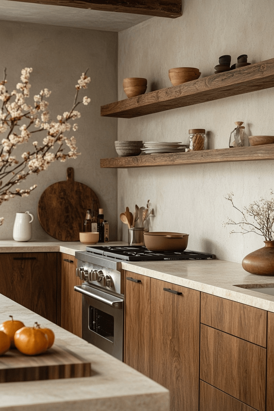 brown cabinets kitchen