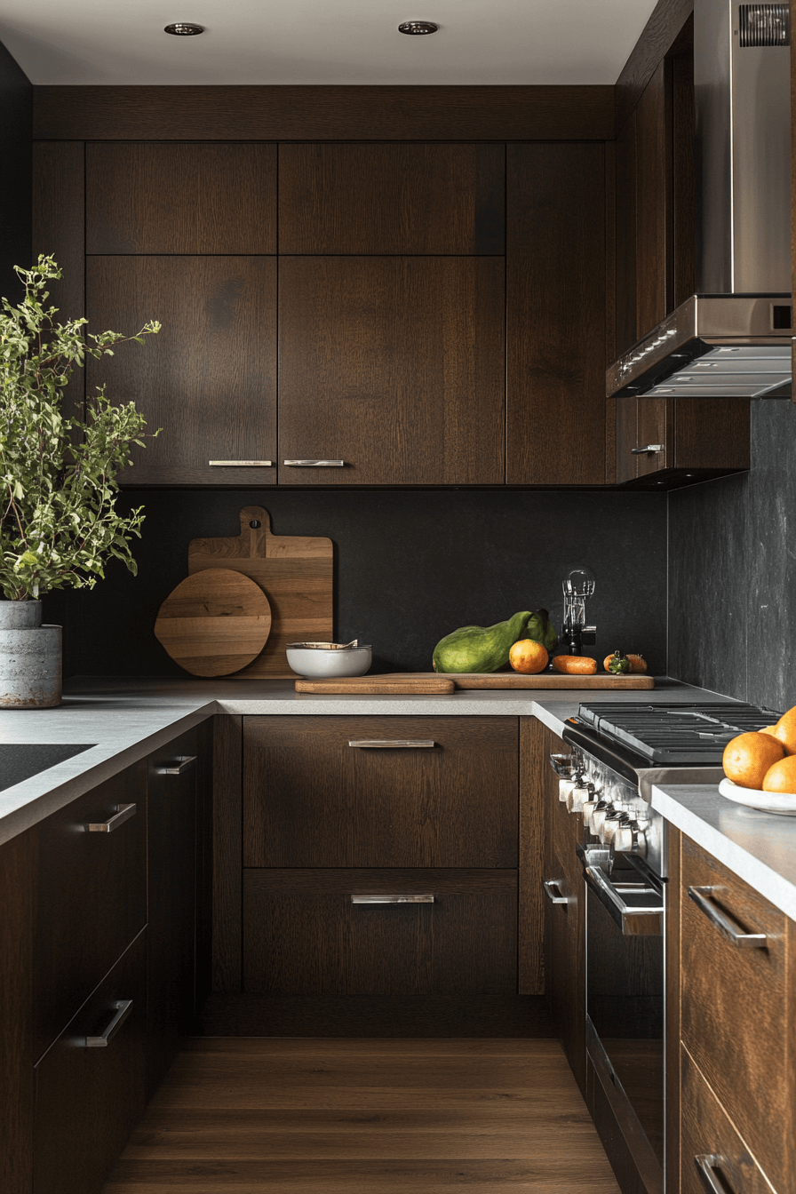 dark wood kitchen cabinets
