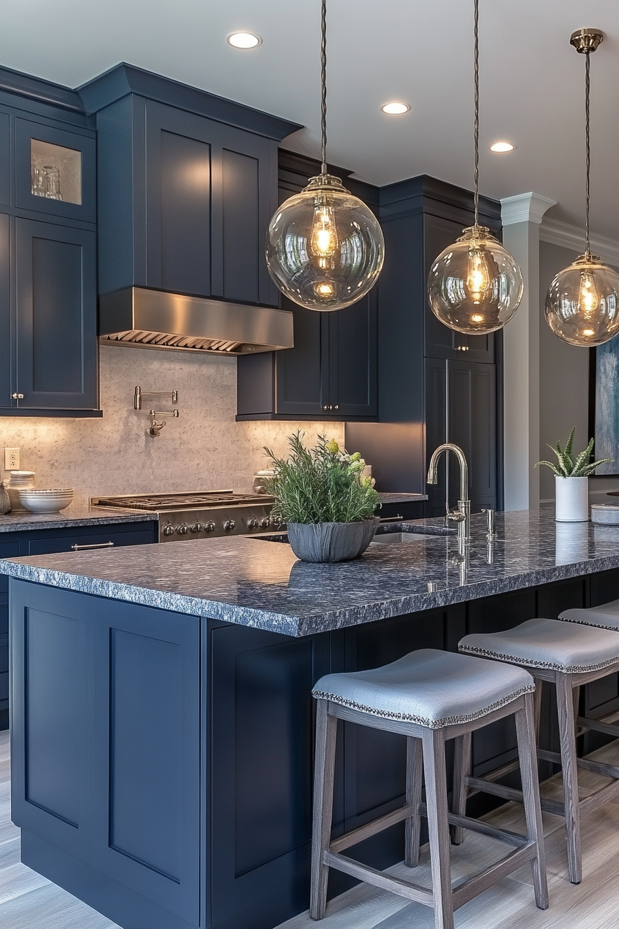 navy blue kitchen cabinets