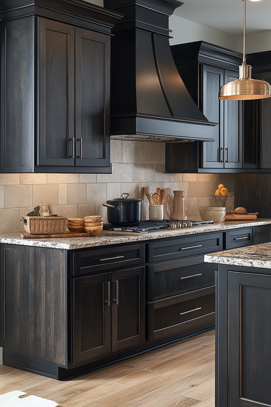 dark wood kitchen cabinets