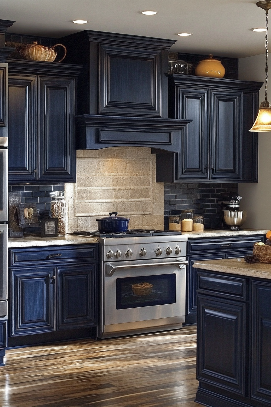 navy blue kitchen cabinets