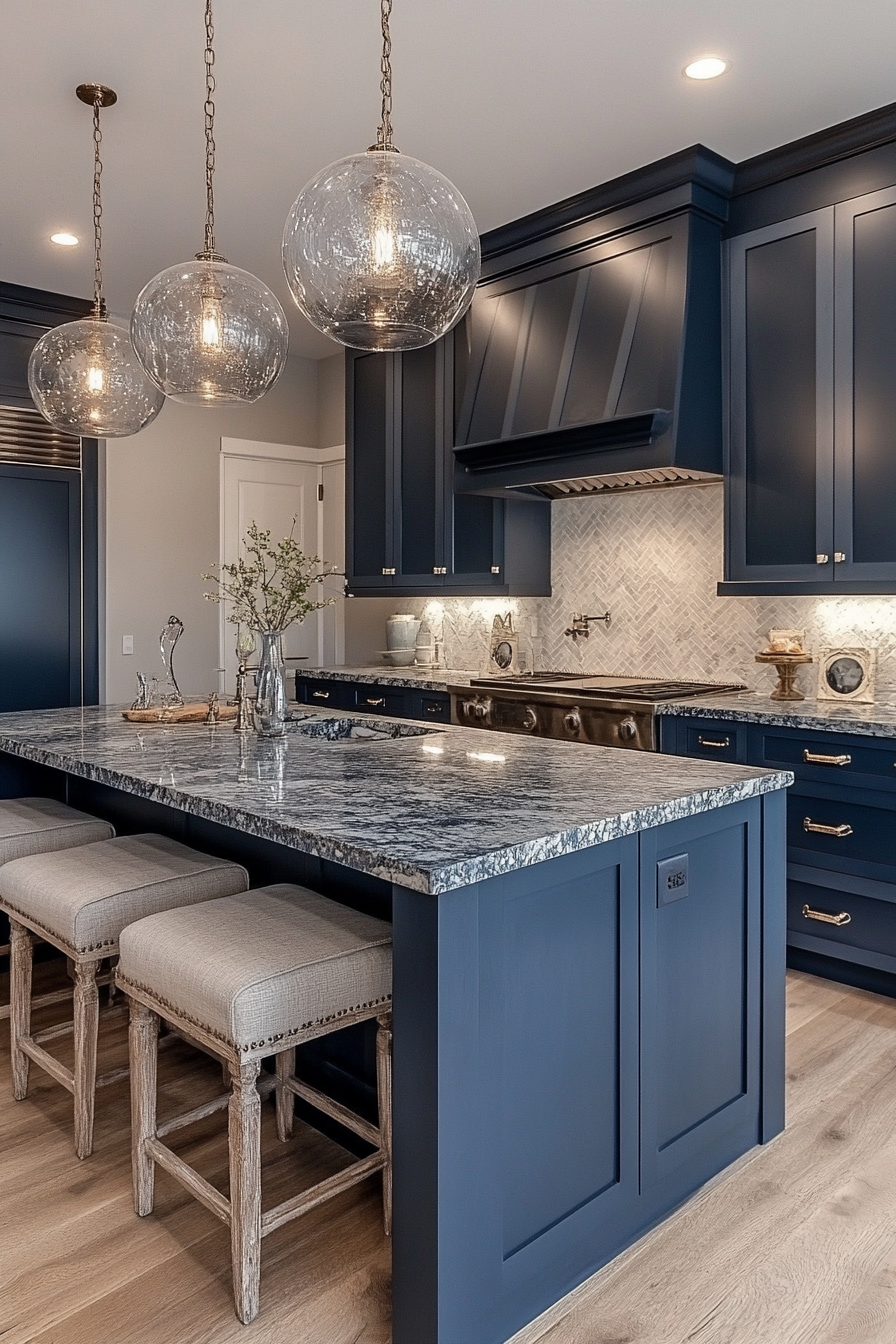 navy blue kitchen cabinets