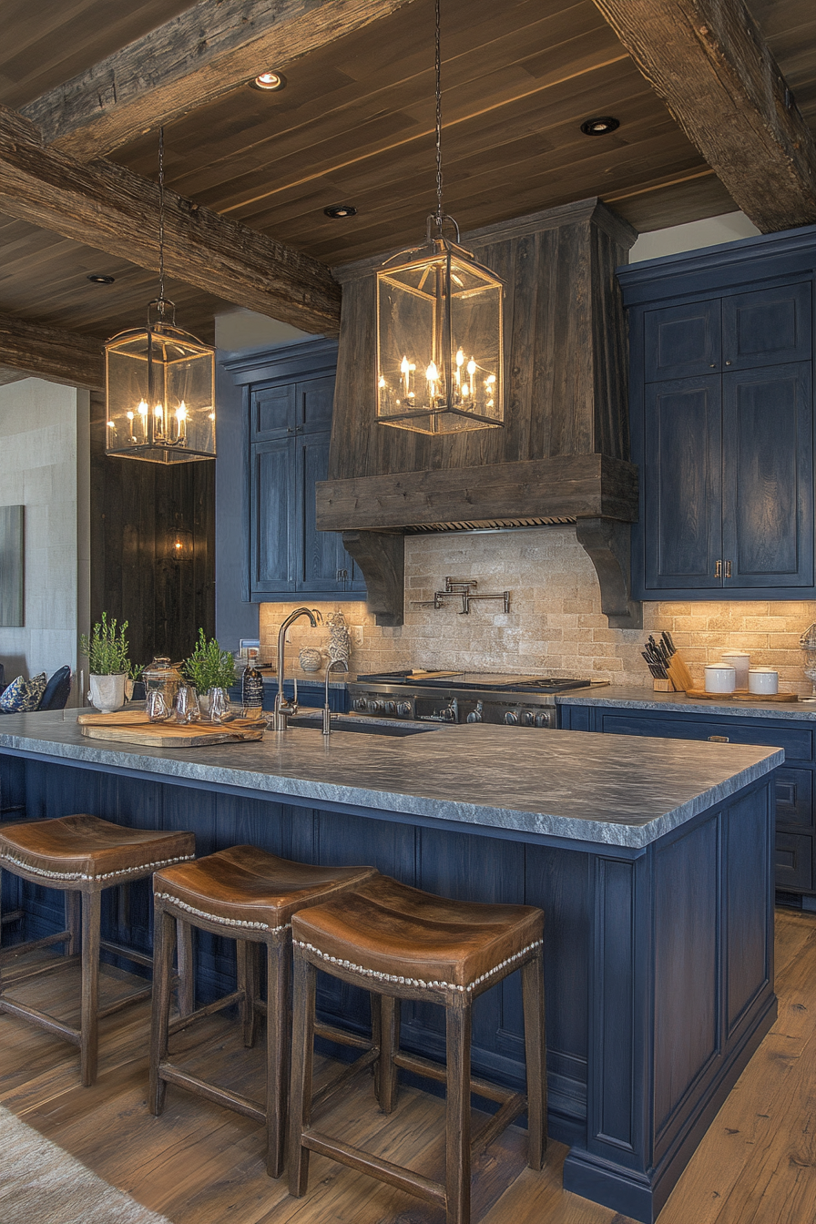 navy blue kitchen cabinets
