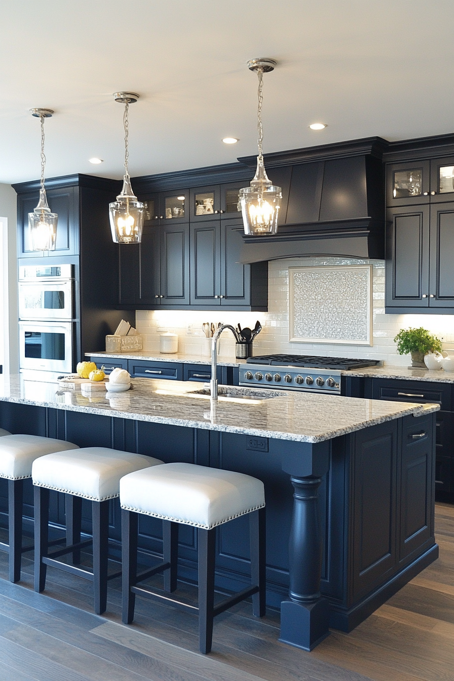 navy blue kitchen cabinets