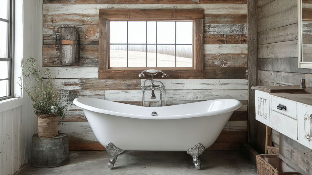 Rustic industrial bathroom