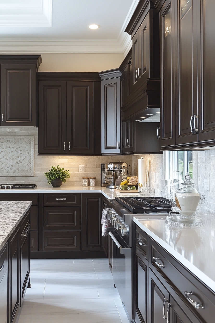 brown cabinets kitchen
