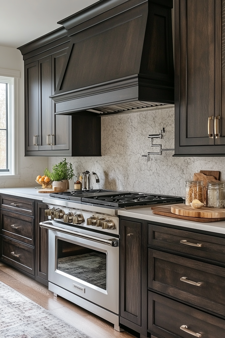 dark wood kitchen cabinets
