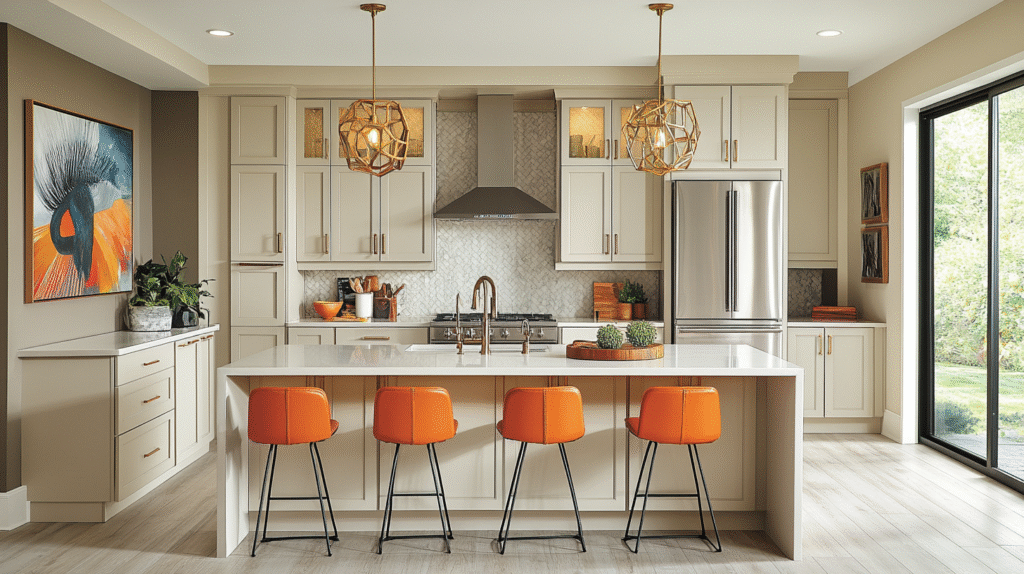 beige kitchen cabinets