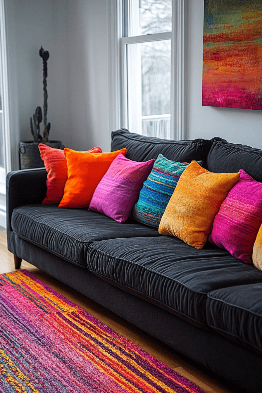 Charcoal sofa living room
