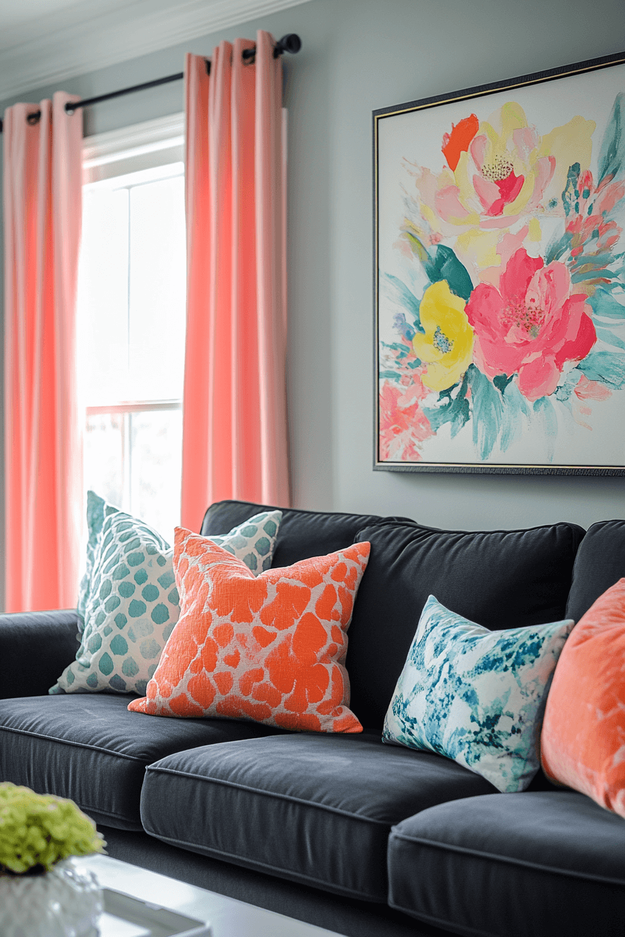 Charcoal sofa living room