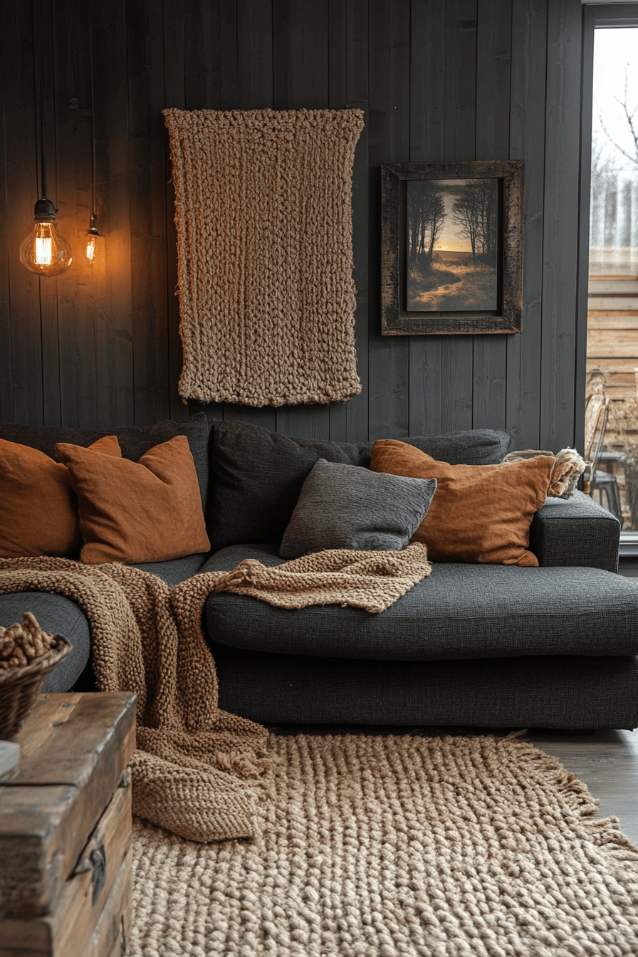 Charcoal sofa living room