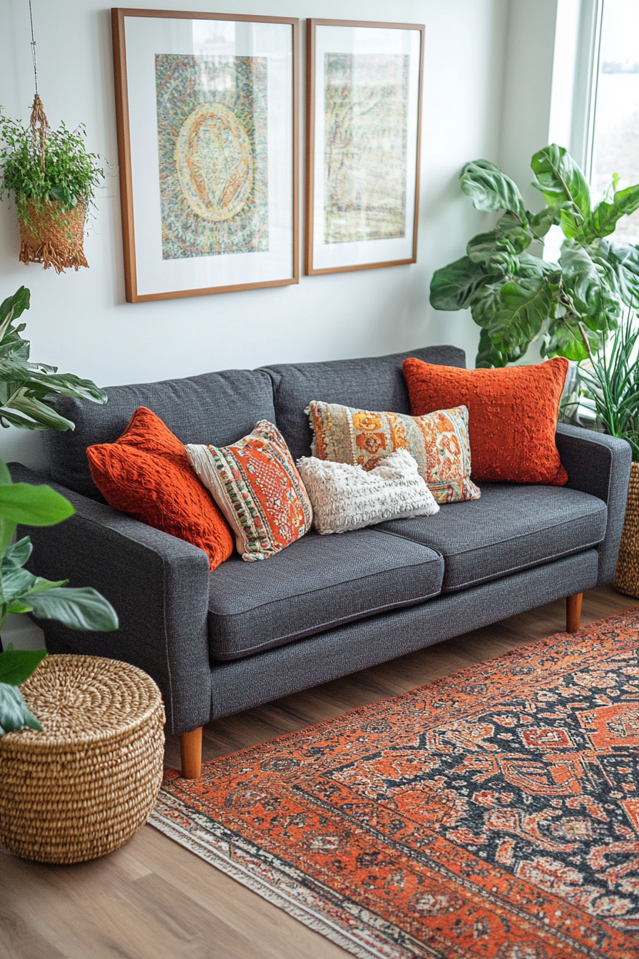 Charcoal sofa living room