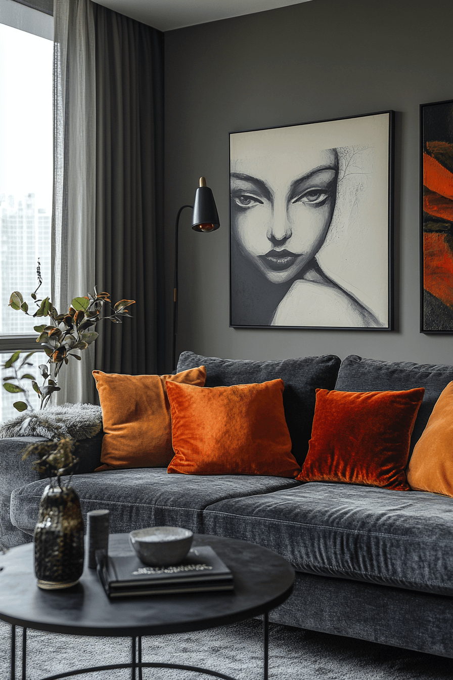dark gray couch living room