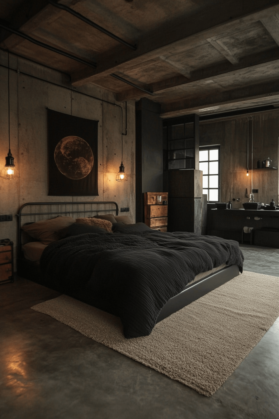 29 Industrial Bedroom Design Ideas That Balance Metal and Warmth industrial bedroom design