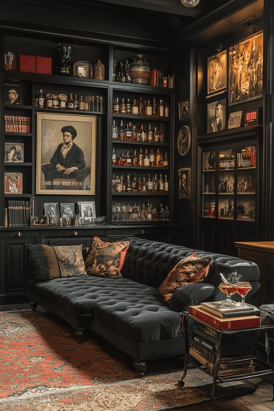 moody vintage living room