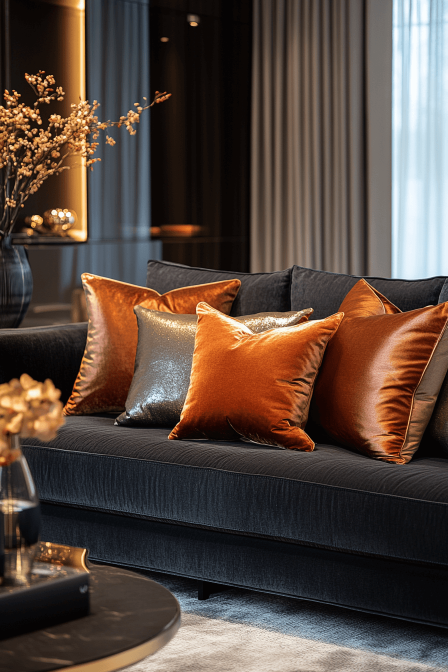 dark gray couch living room