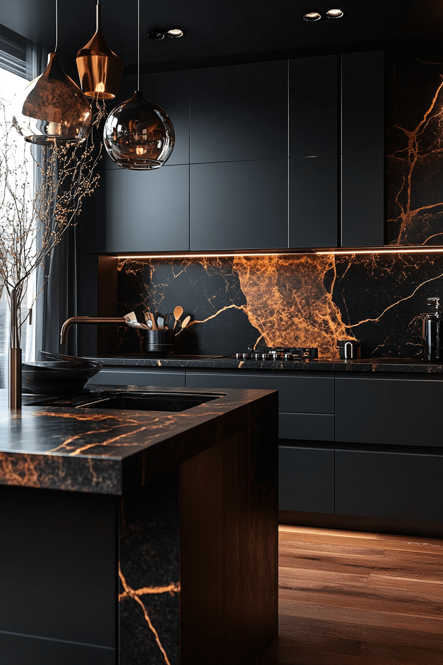 dark and moody kitchen