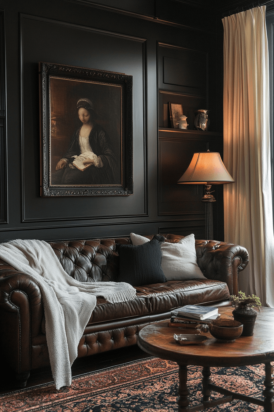 moody vintage living room