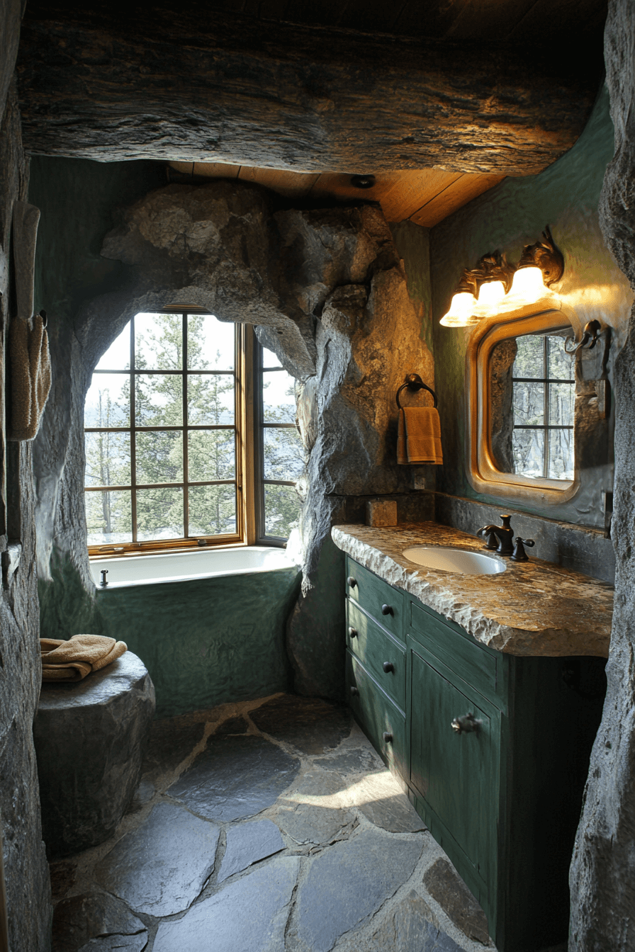 old cabin interior bathroom