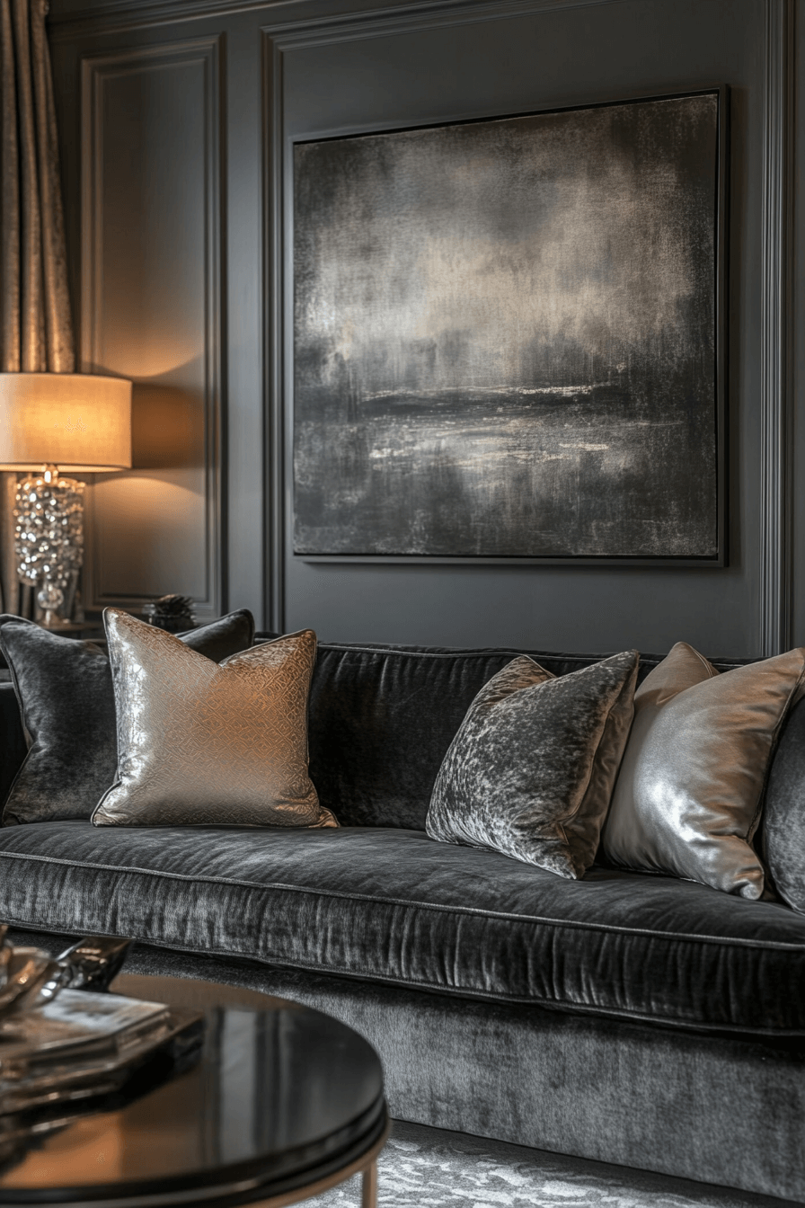 dark gray couch living room