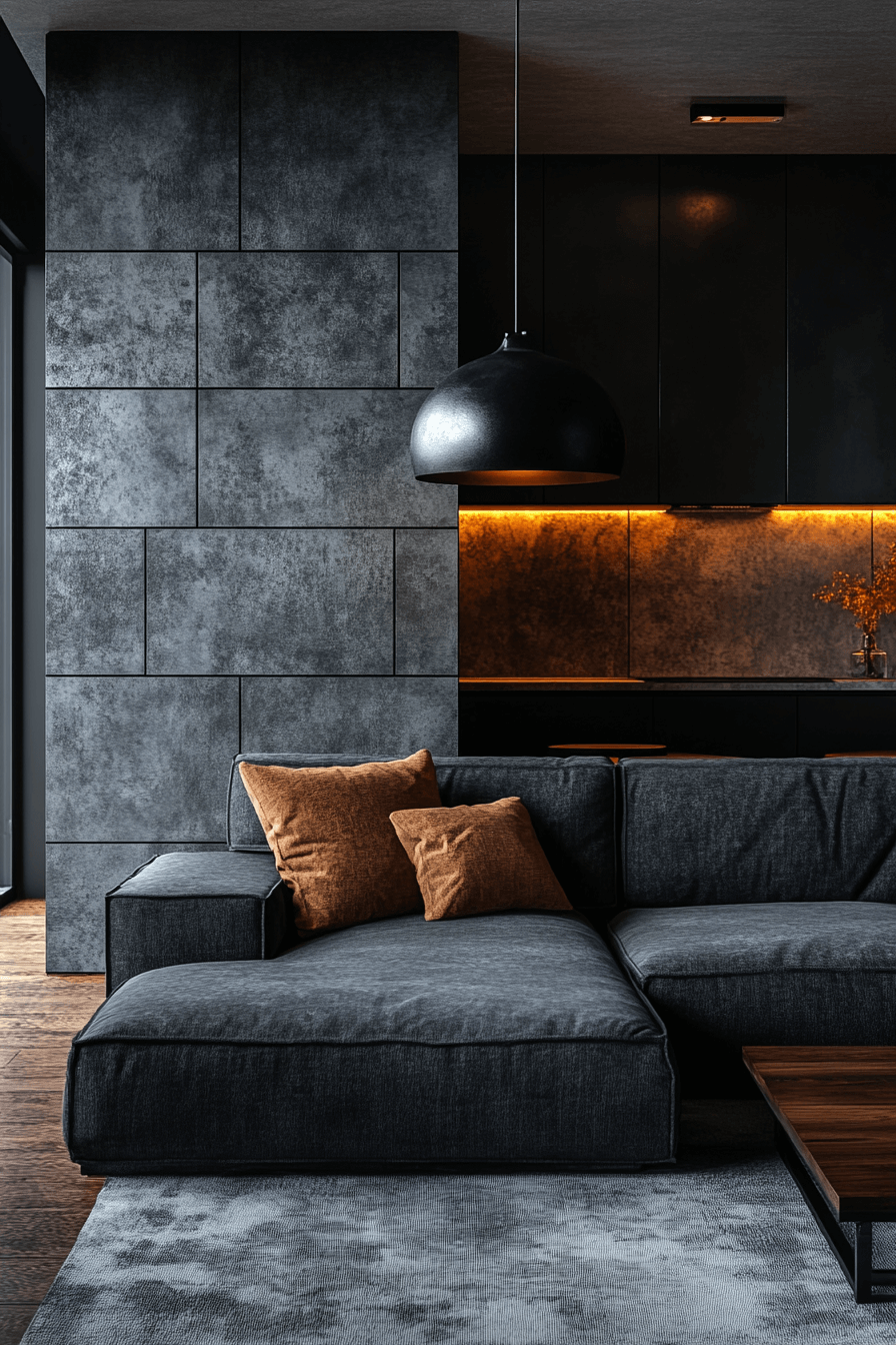 dark gray couch living room