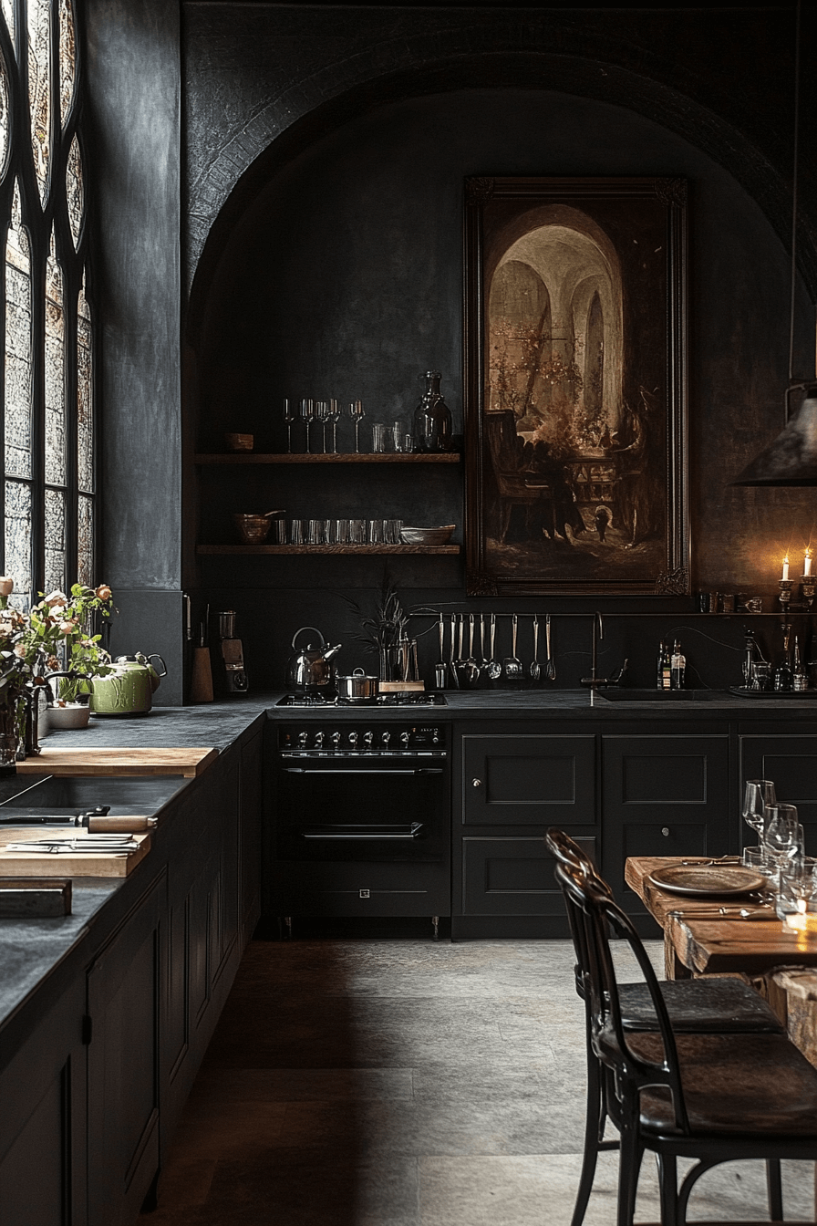 dark academia kitchen