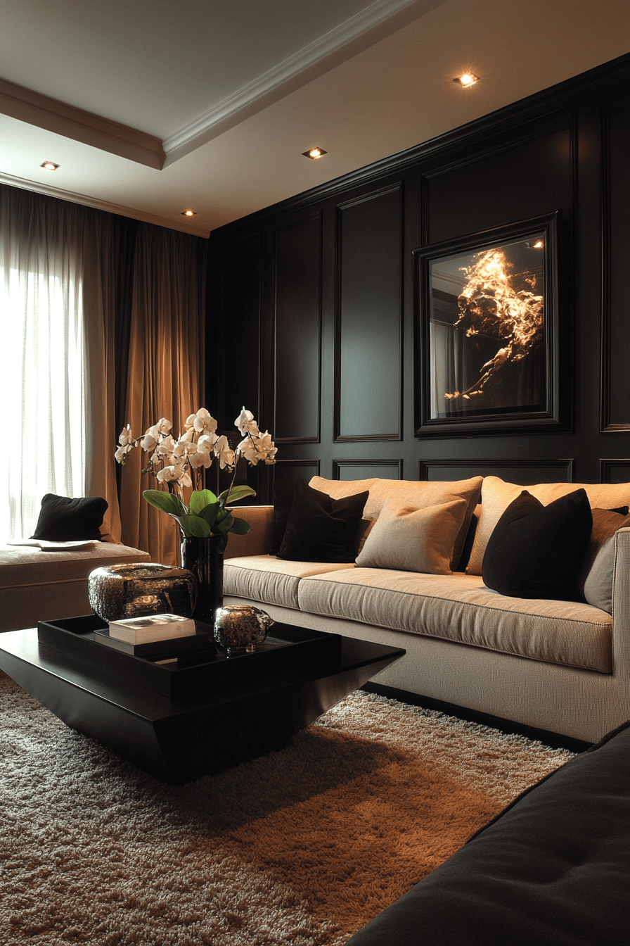 moody neutral living room