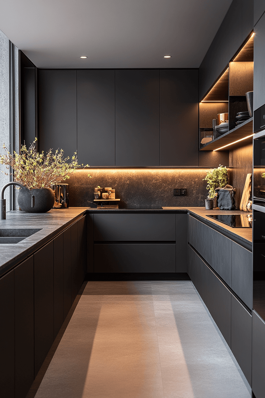 moody kitchen cabinets