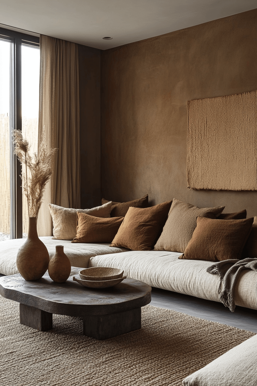 moody neutral living room