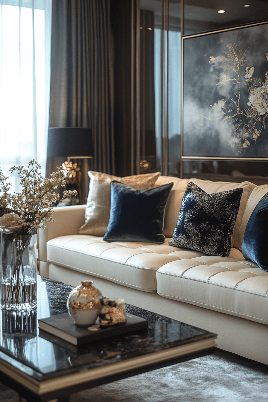 moody neutral living room