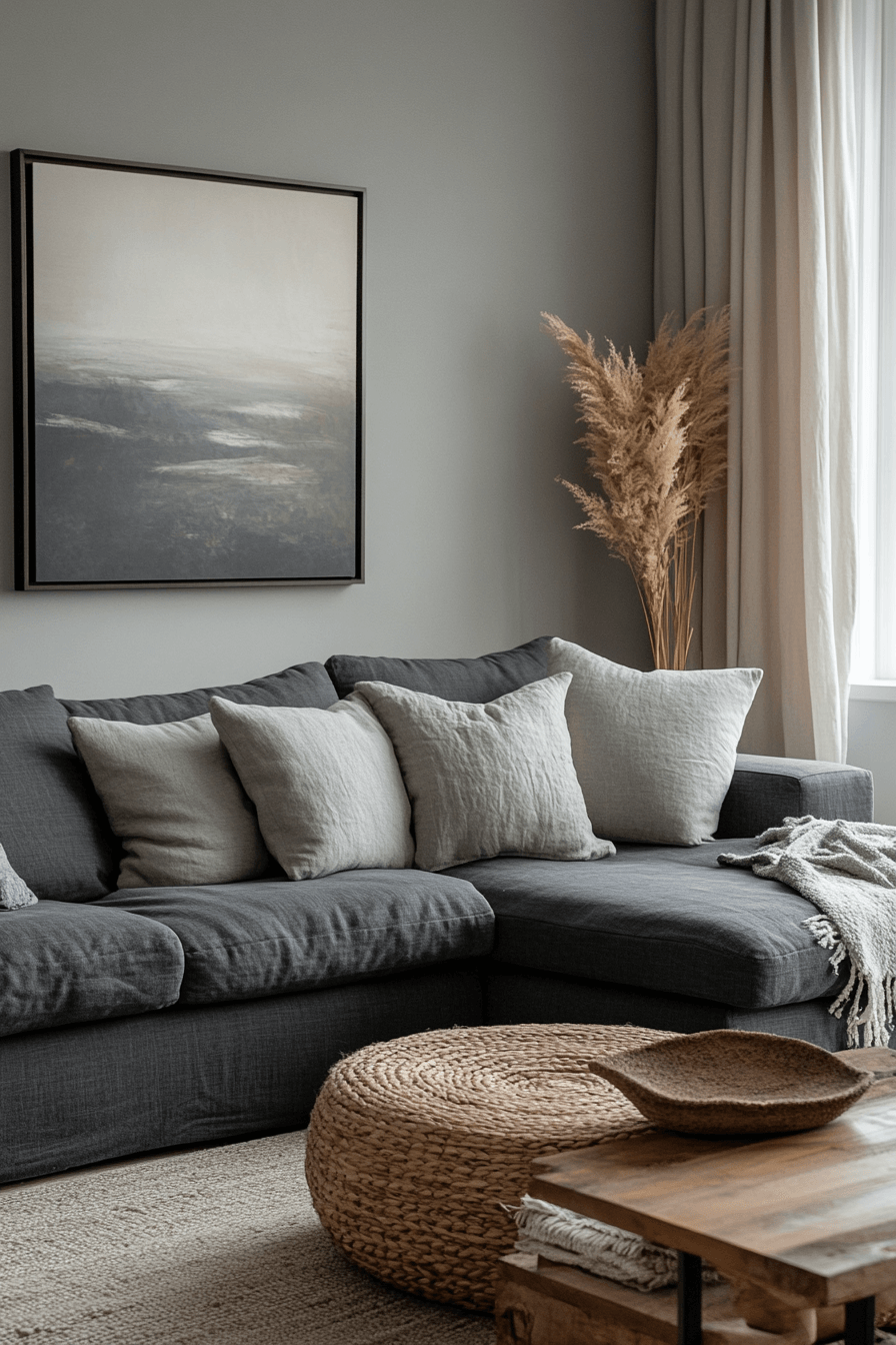 dark gray couch living room