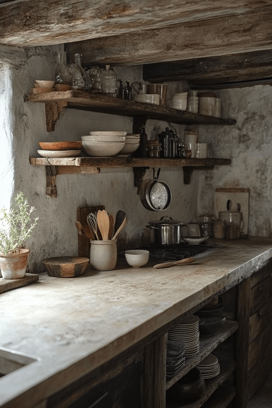 old cabin interior kitchen