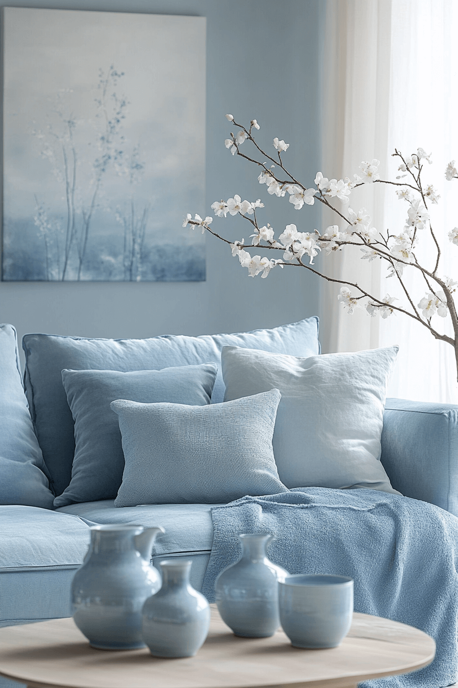 blue living room decor