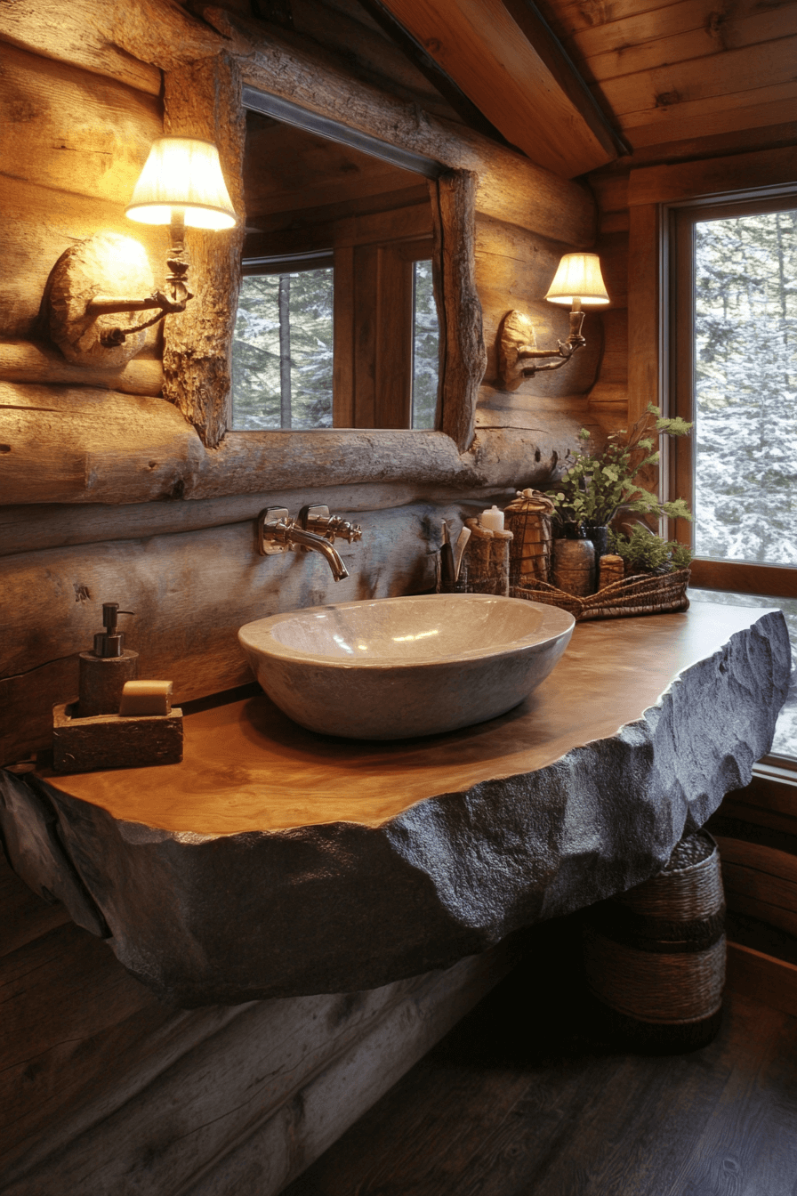 old cabin interior bathroom