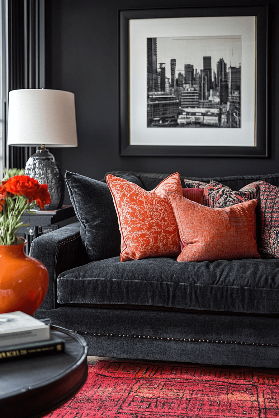dark gray couch living room