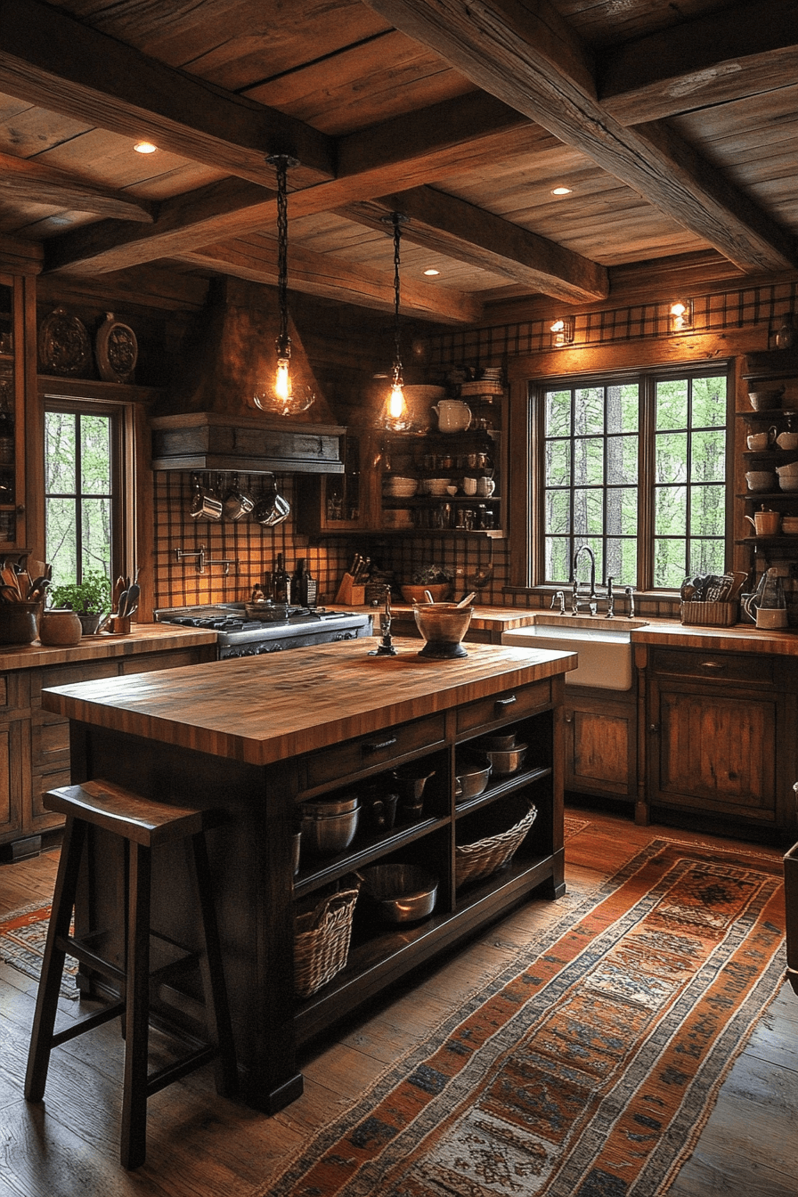 old cabin interior kitchen