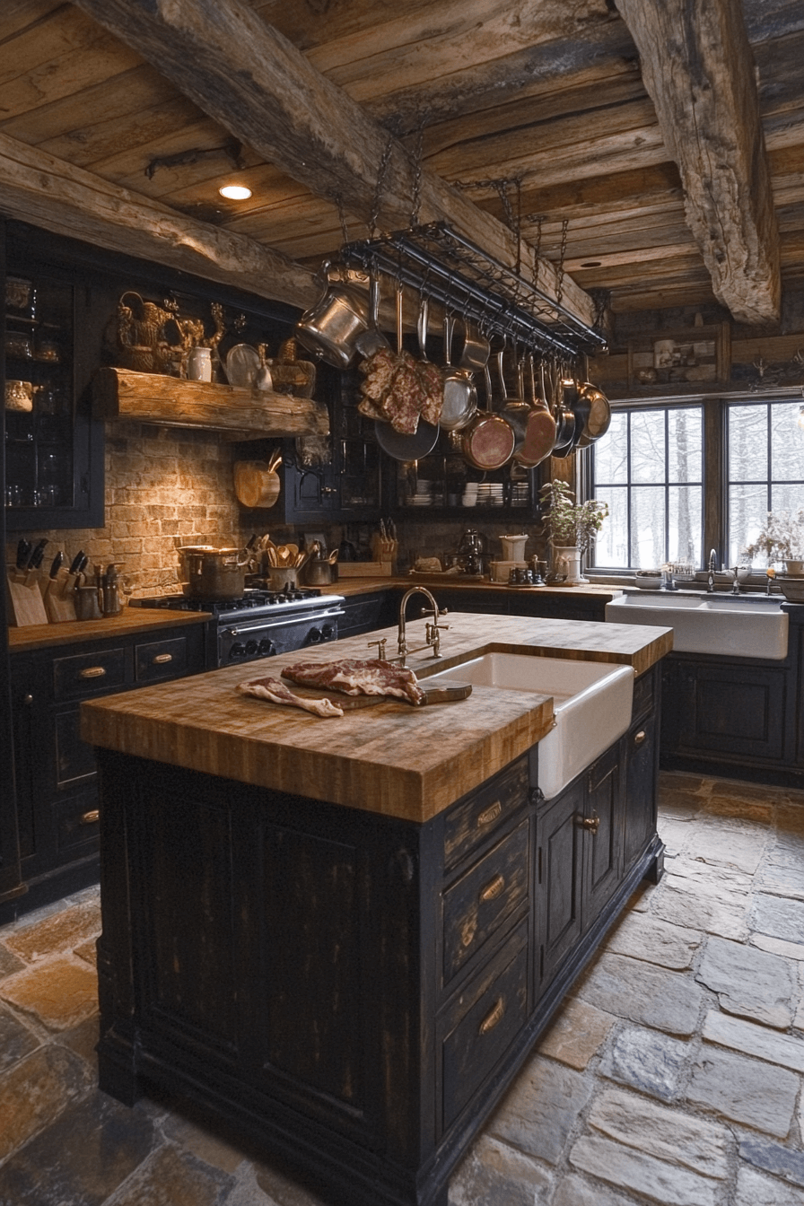 old cabin interior kitchen