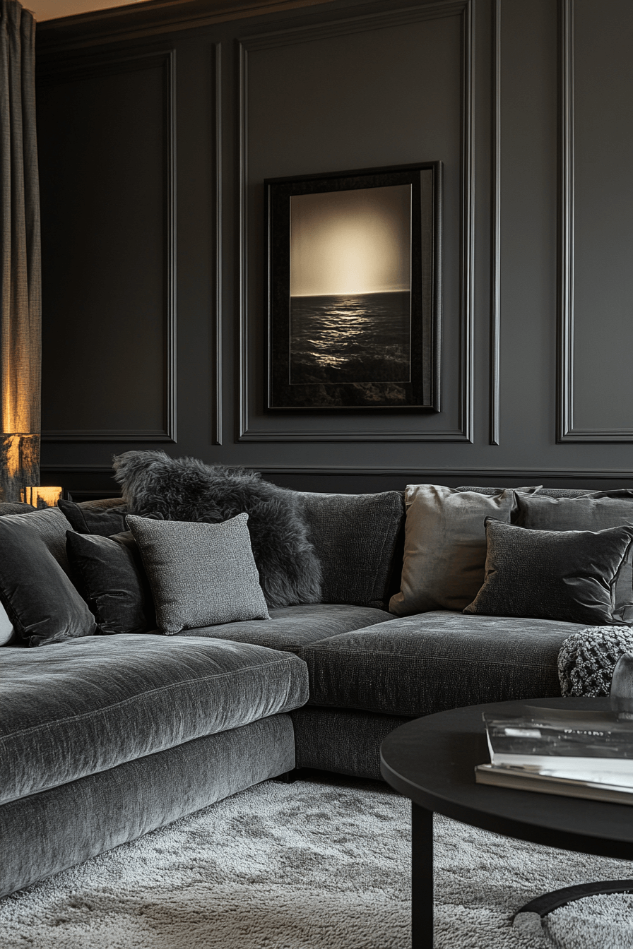 dark gray couch living room