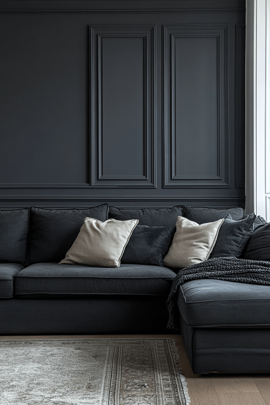 dark gray couch living room
