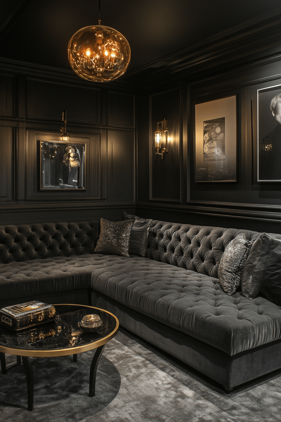dark gray couch living room