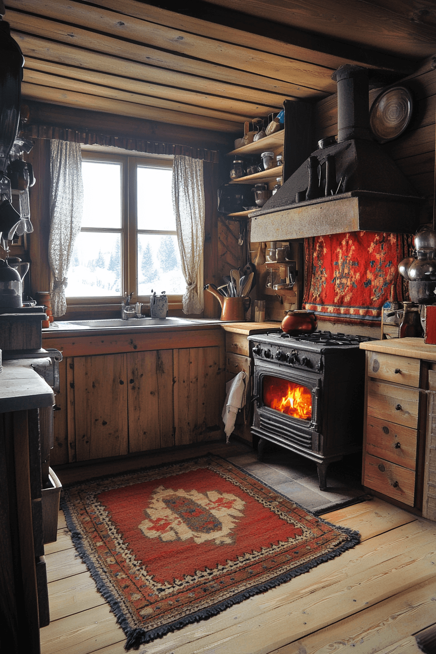 old cabin interior kitchen