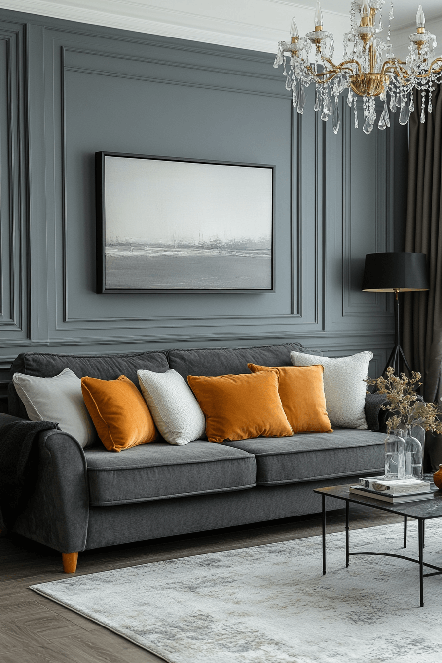 dark gray couch living room
