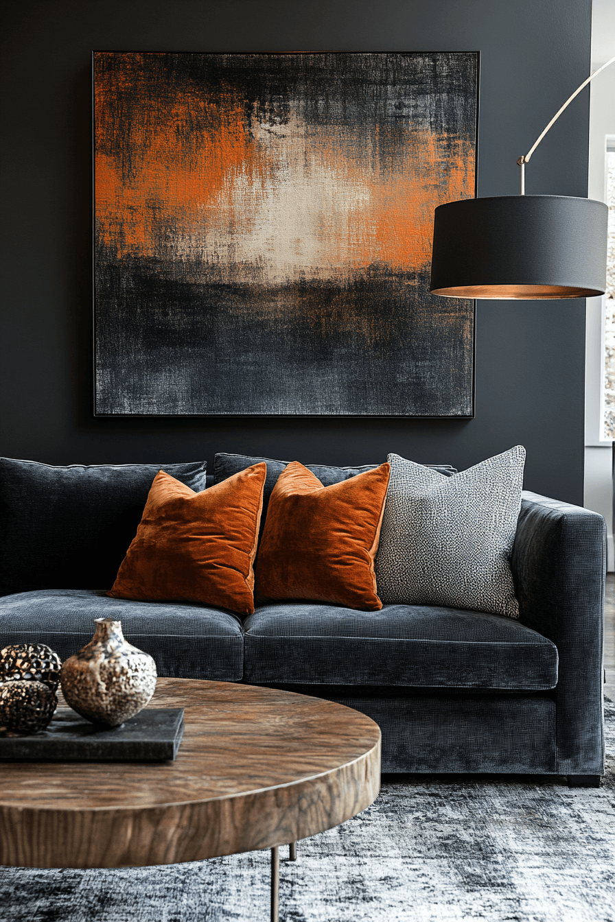 dark gray couch living room