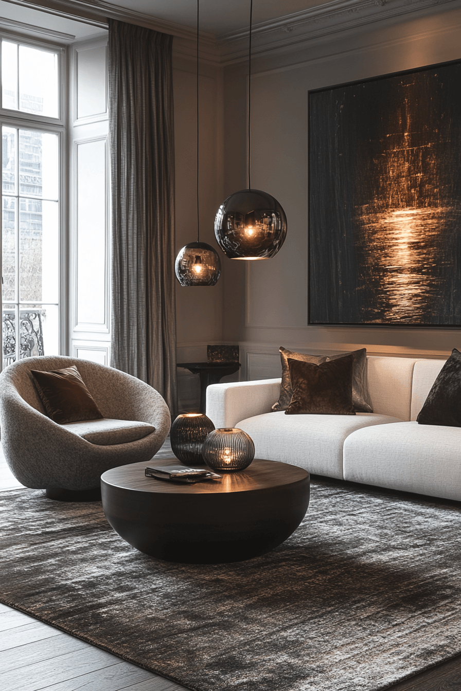 moody neutral living room