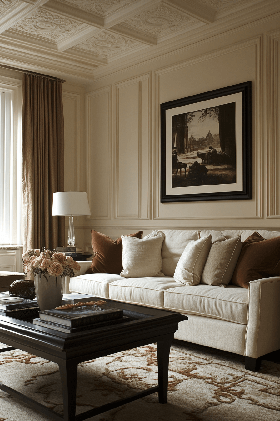 moody neutral living room