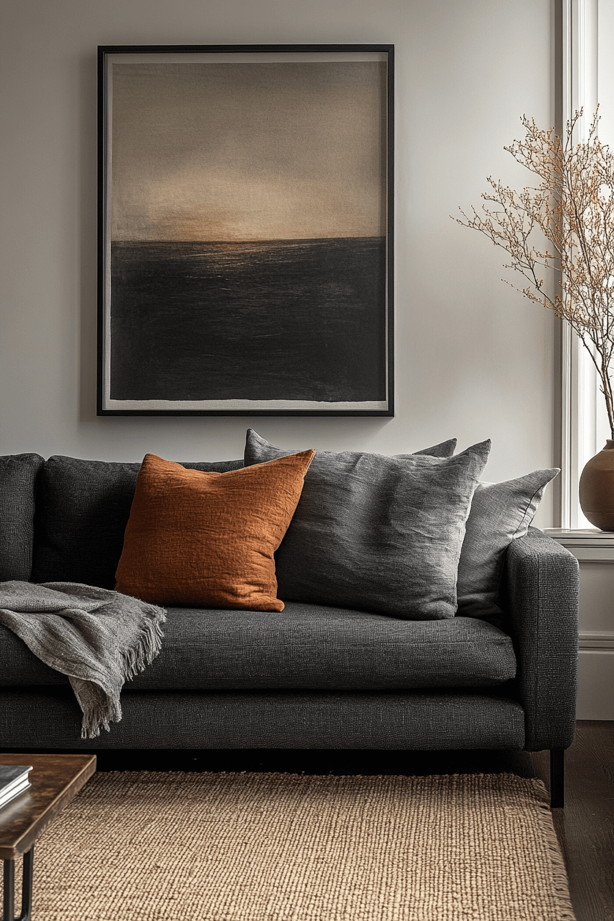 dark gray couch living room