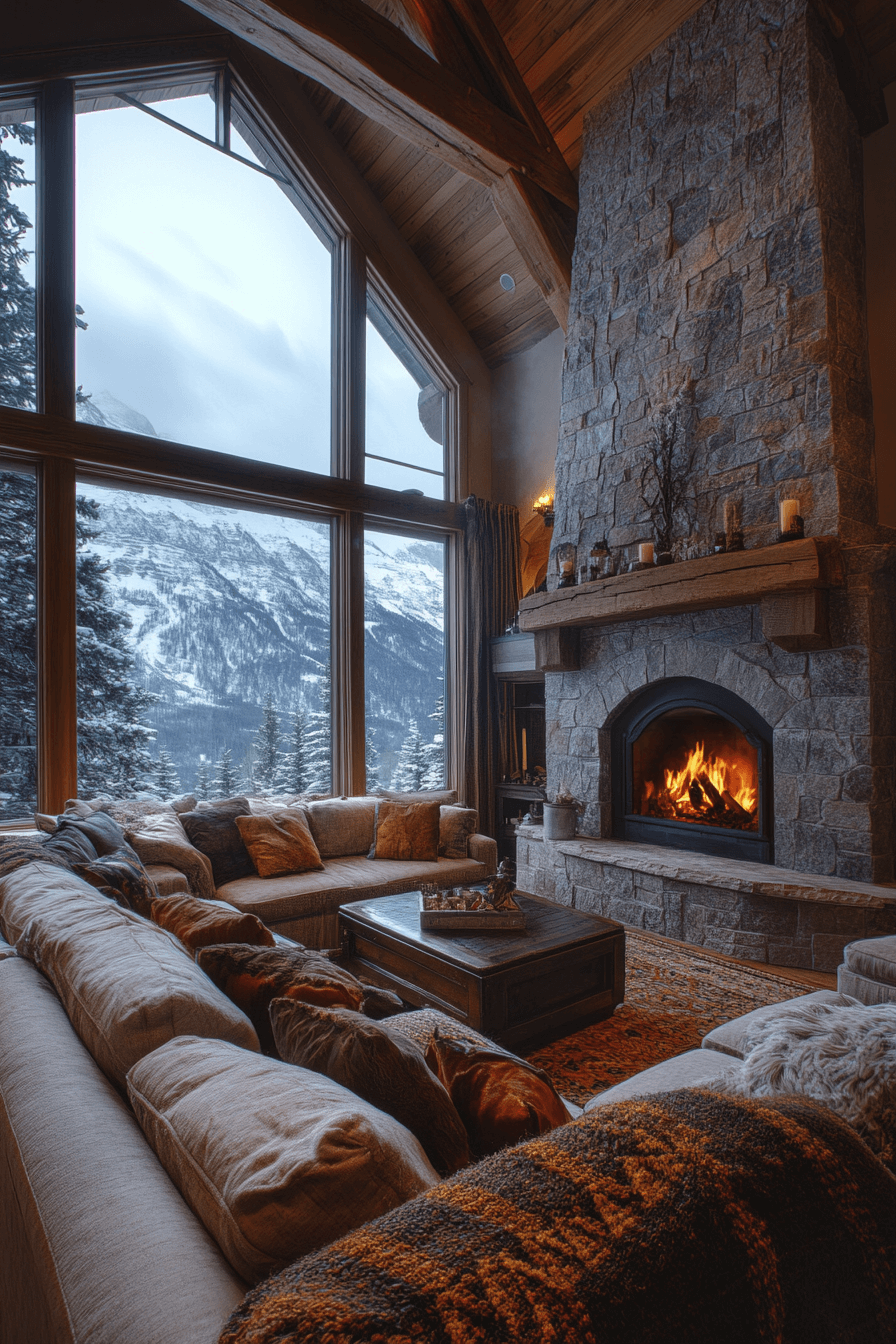 old cabin interior living room