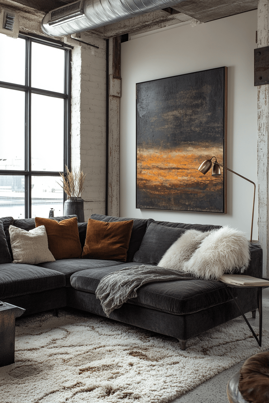 dark gray couch living room